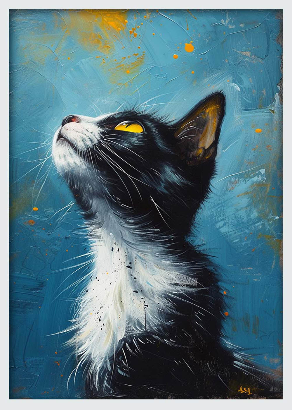 Majestic Black Cat Portrait – Vibrant Tuxedo Cat Canvas & Poster Wall Art – T1089 – AiPrintLab