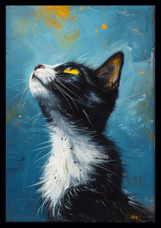 Majestic Black Cat Portrait – Vibrant Tuxedo Cat Canvas & Poster Wall Art – T1089 – AiPrintLab