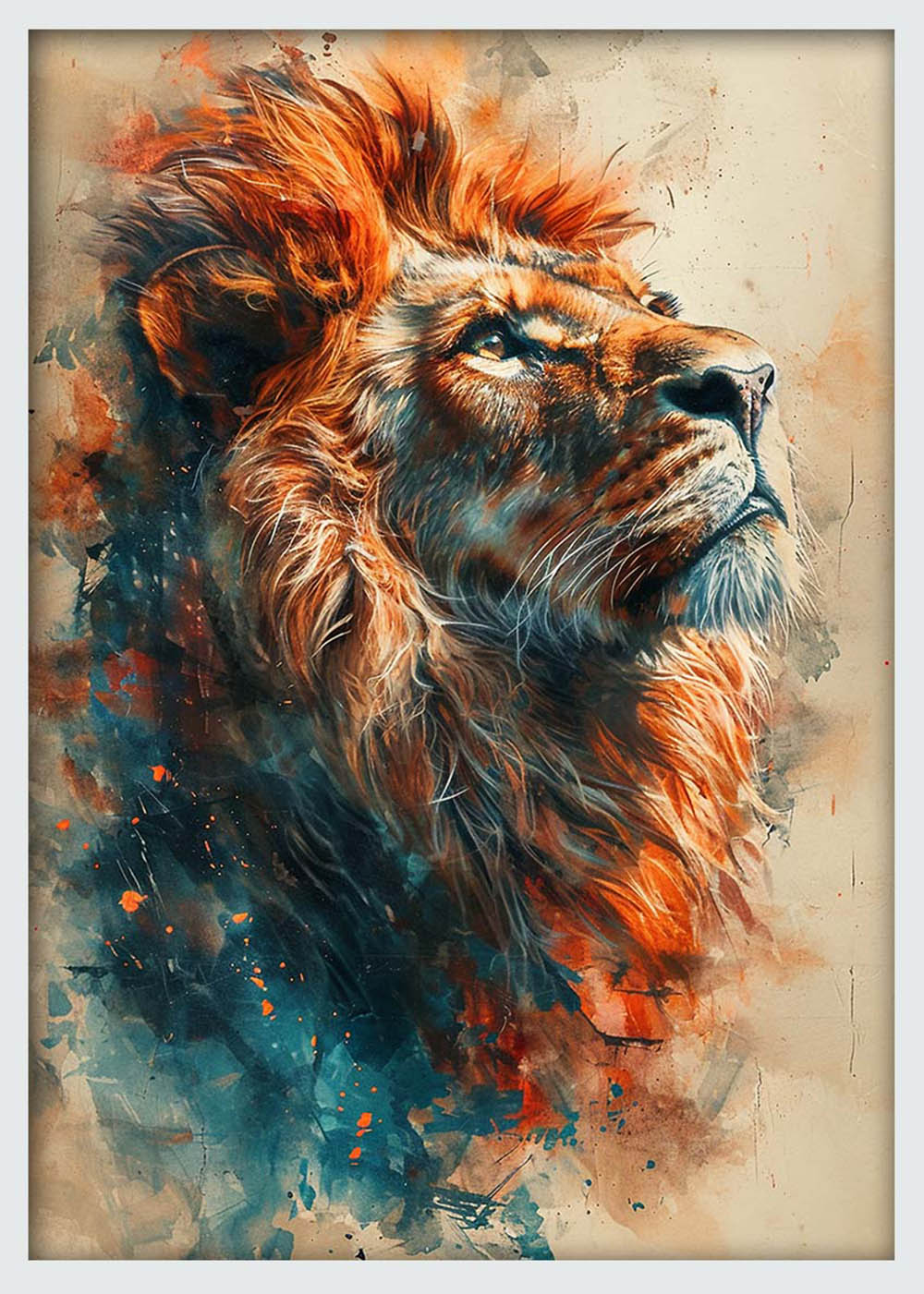 Majestic Lion Portrait – Fiery Strength Canvas & Poster Wall Art – T1074 – AiPrintLab