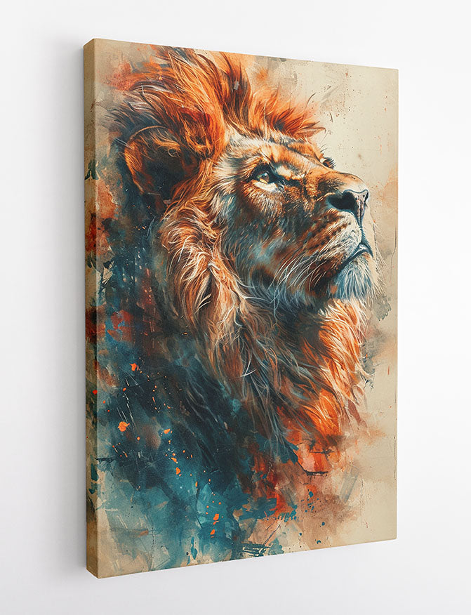 Majestic Lion Portrait – Fiery Strength Canvas & Poster Wall Art – T1074 – AiPrintLab
