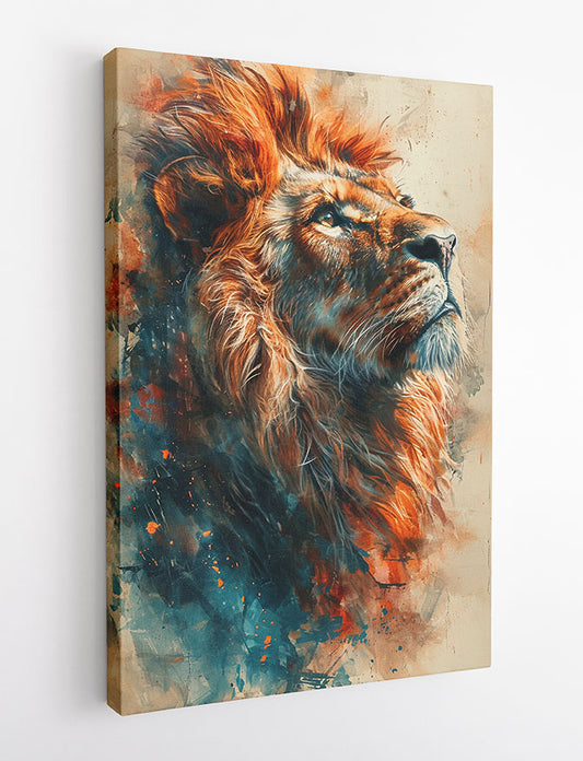 Majestic Lion Portrait – Fiery Strength Canvas & Poster Wall Art – T1074 – AiPrintLab