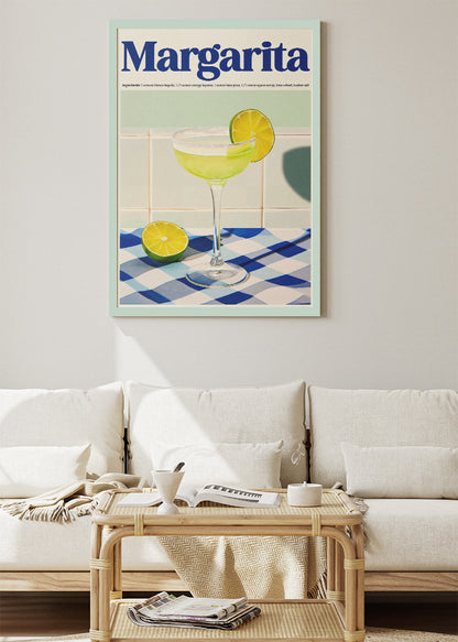 Margarita Classic Cocktail Poster & Canvas Print | Fresh Summer Bar Wall Art