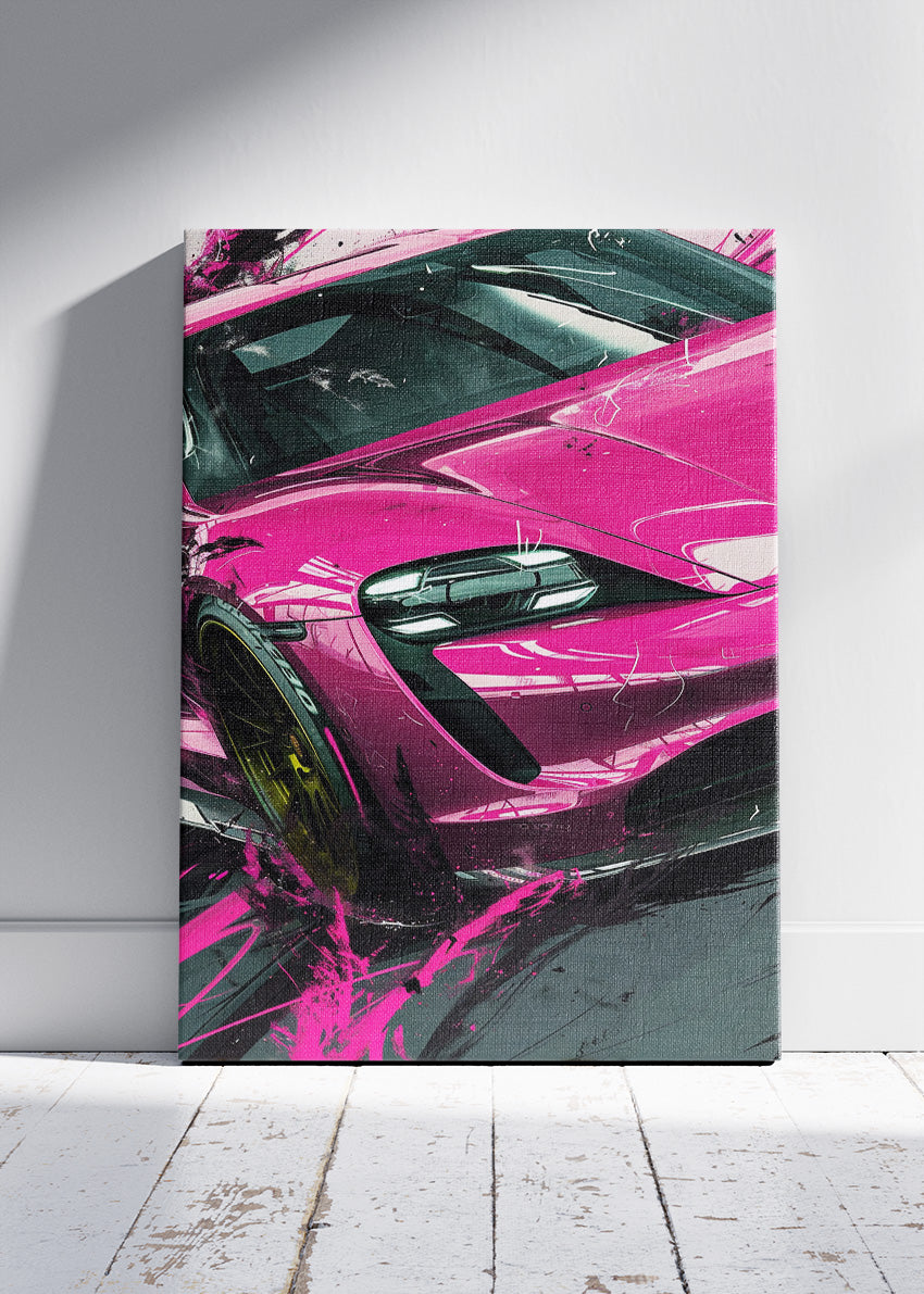McLaren Pink Supercar Art Poster & Canvas Print – Modern Hypercar Street Art Wall Decor