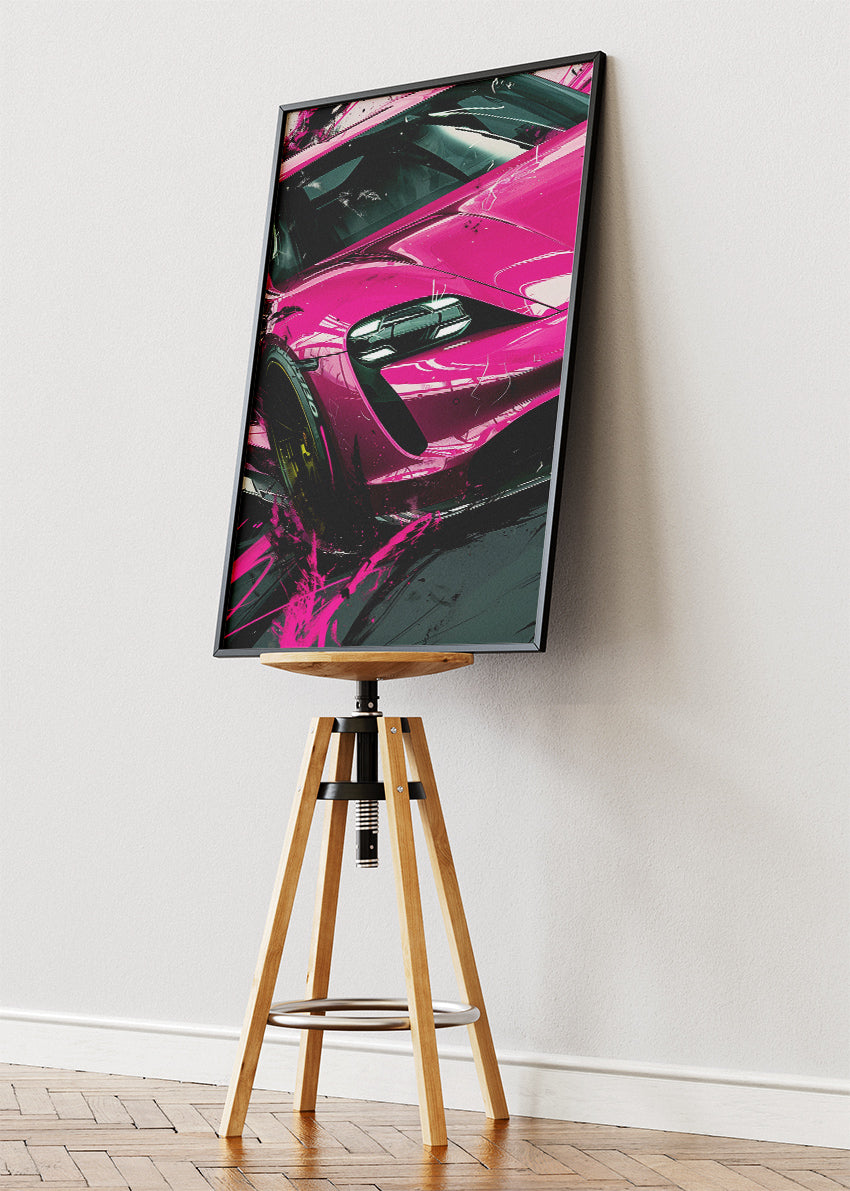 McLaren Pink Supercar Art Poster & Canvas Print – Modern Hypercar Street Art Wall Decor