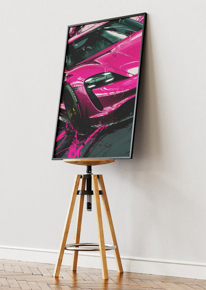 McLaren Pink Supercar Art Poster & Canvas Print – Modern Hypercar Street Art Wall Decor