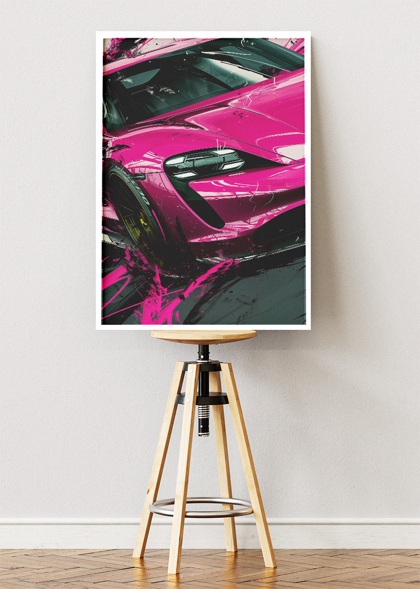 McLaren Pink Supercar Art Poster & Canvas Print – Modern Hypercar Street Art Wall Decor