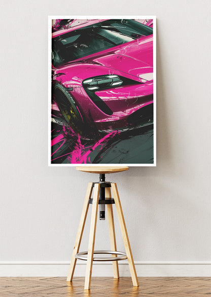 McLaren Pink Supercar Art Poster & Canvas Print – Modern Hypercar Street Art Wall Decor