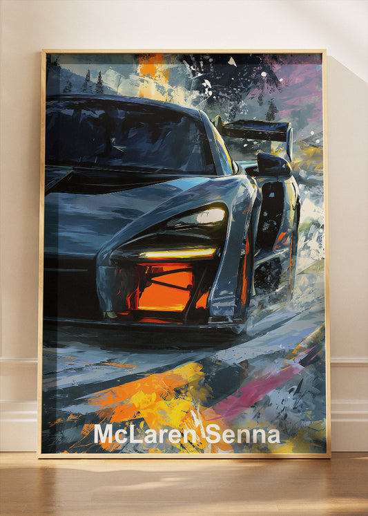 McLaren Senna Night Drive Canvas Print & Poster – Dynamic Supercar Wall Art – AI PRINT LAB