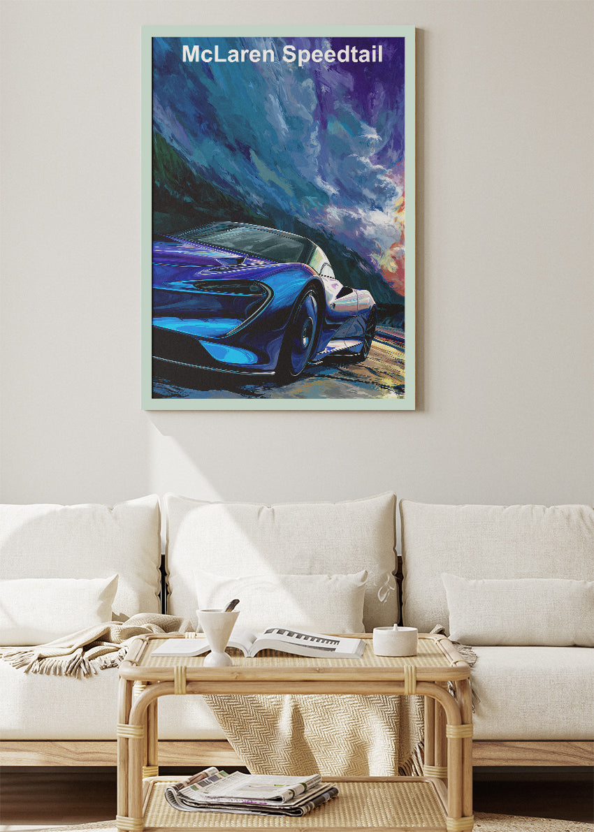 McLaren Speedtail Hypercar Canvas Print & Poster – Futuristic Supercar Wall Art – AI PRINT LAB