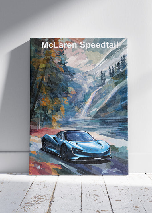 McLaren Speedtail Scenic Landscape Canvas Print & Poster – Elegant Supercar Wall Art – AI PRINT LAB