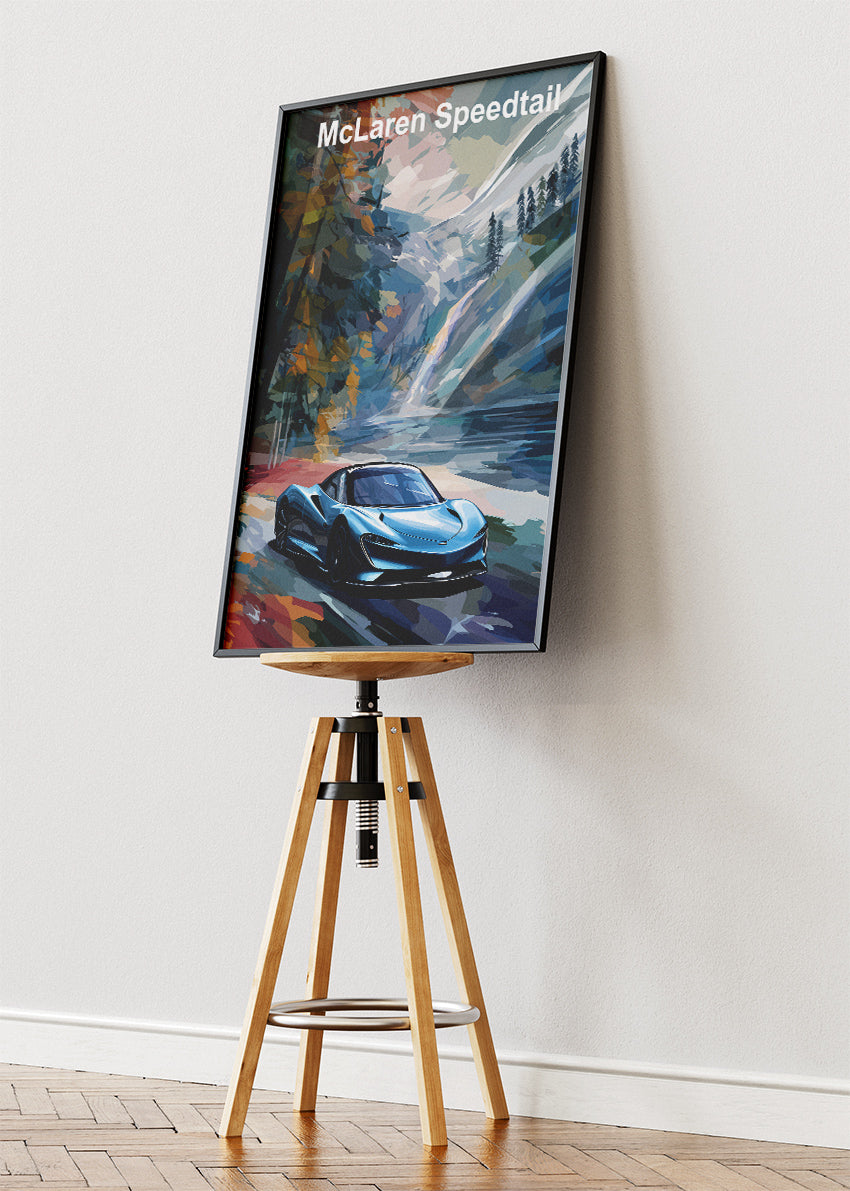 McLaren Speedtail Scenic Landscape Canvas Print & Poster – Elegant Supercar Wall Art – AI PRINT LAB