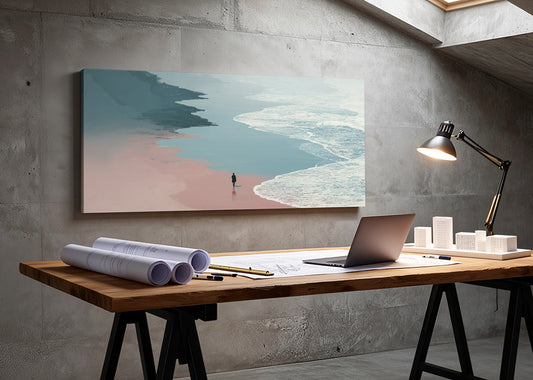 Minimalist Coastal Shoreline Canvas Wall Art – Single & 3 Panel Canvas – AI PRINT LAB