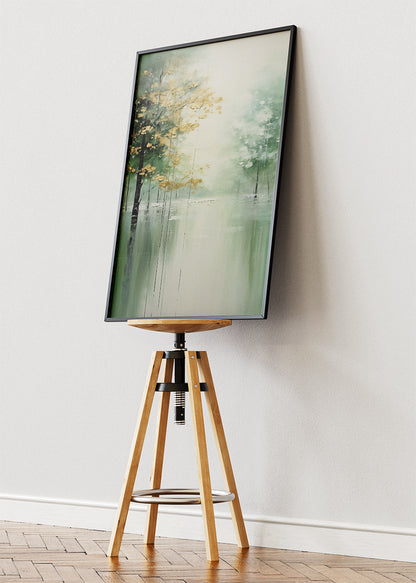 Minimalist Misty Forest Lake Landscape Canvas & Poster Print – AI PRINT LAB