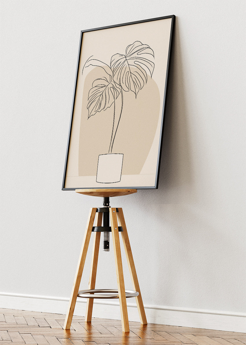 Minimalist Monstera Line Art Botanical Canvas & Poster Print – AI PRINT LAB