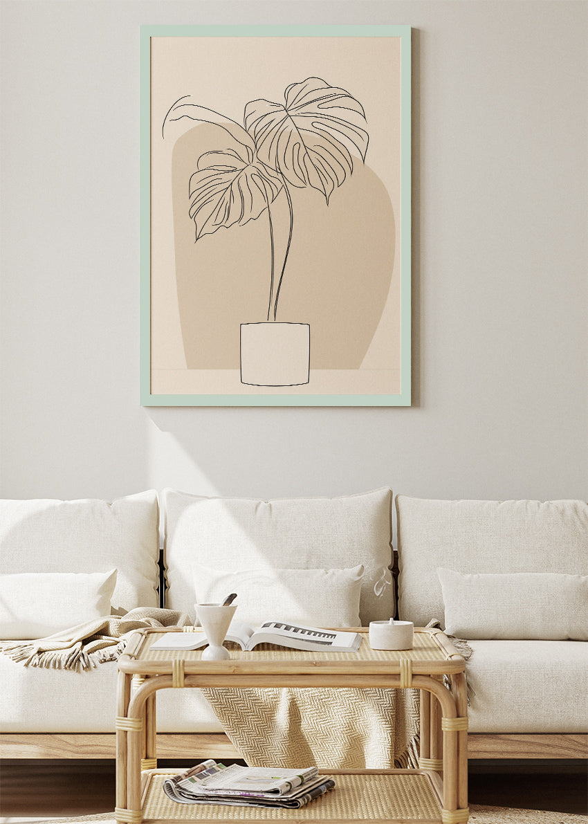 Minimalist Monstera Line Art Botanical Canvas & Poster Print – AI PRINT LAB