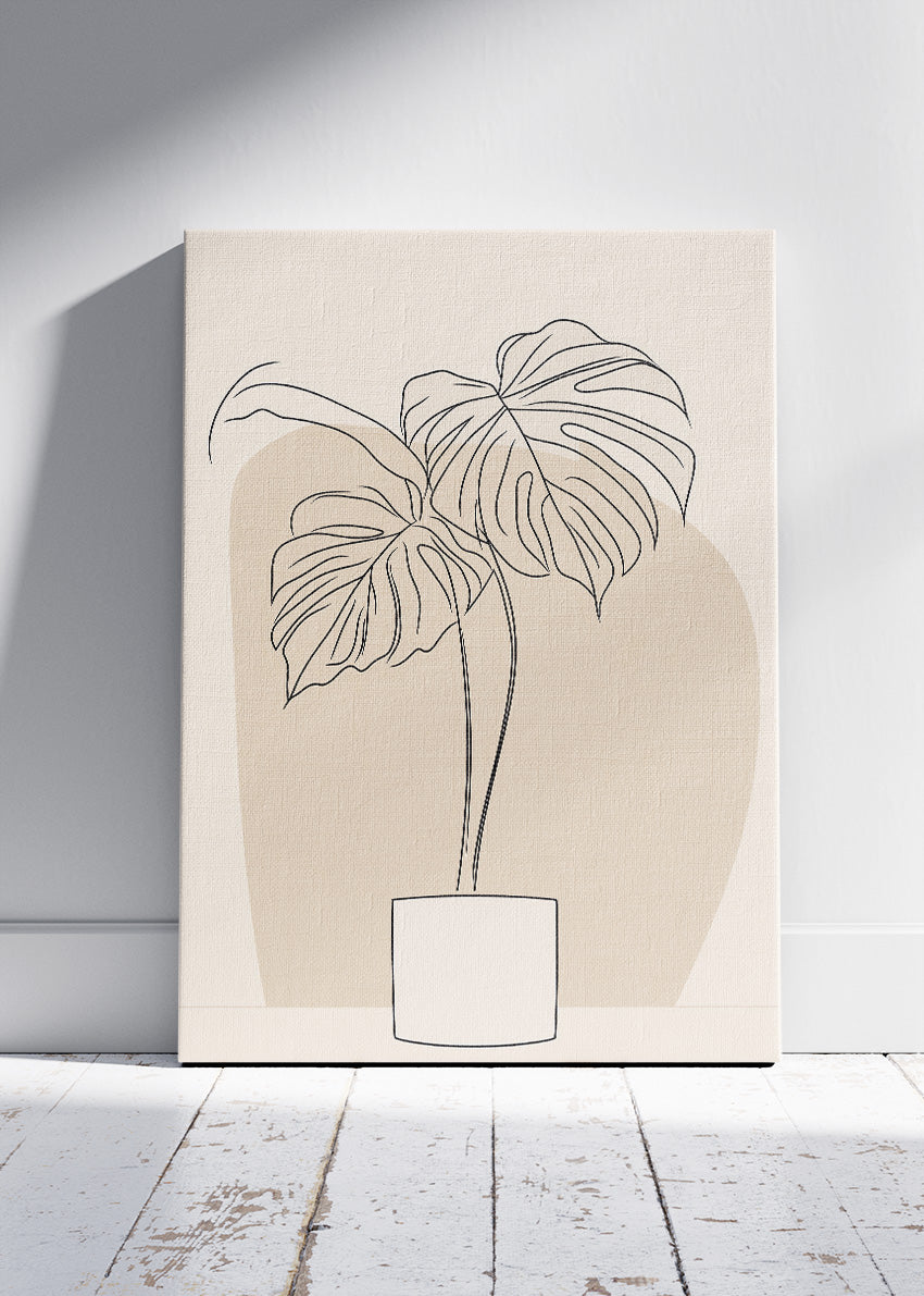 Minimalist Monstera Line Art Botanical Canvas & Poster Print – AI PRINT LAB