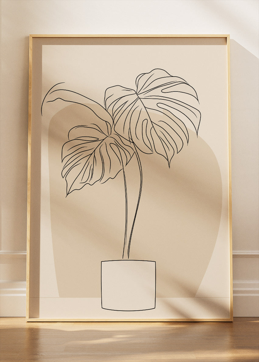 Minimalist Monstera Line Art Botanical Canvas & Poster Print – AI PRINT LAB