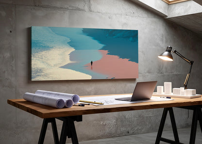 Minimalist Pastel Beach Shoreline Canvas Wall Art – Single & 3 Panel Canvas – AI PRINT LAB