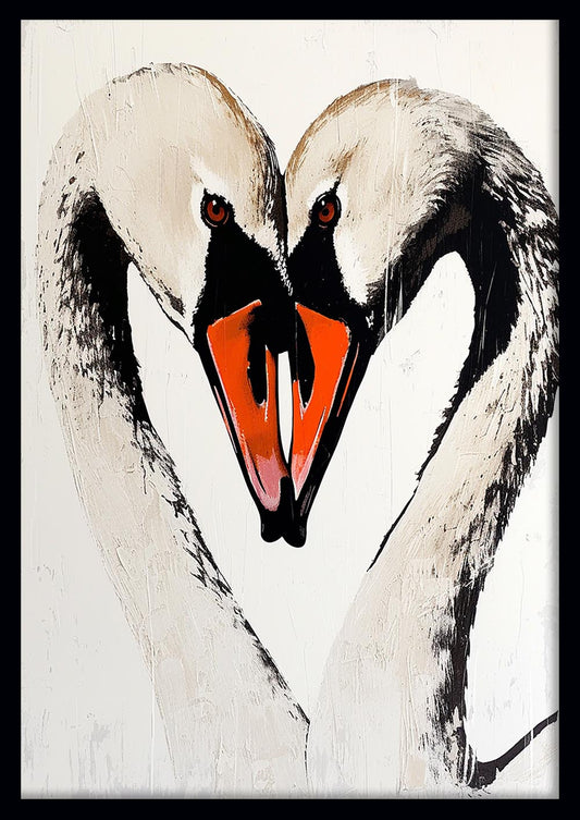 Minimalist Swan Love – Romantic Heart Shape Canvas Wall Art – T957 – AiPrintLab