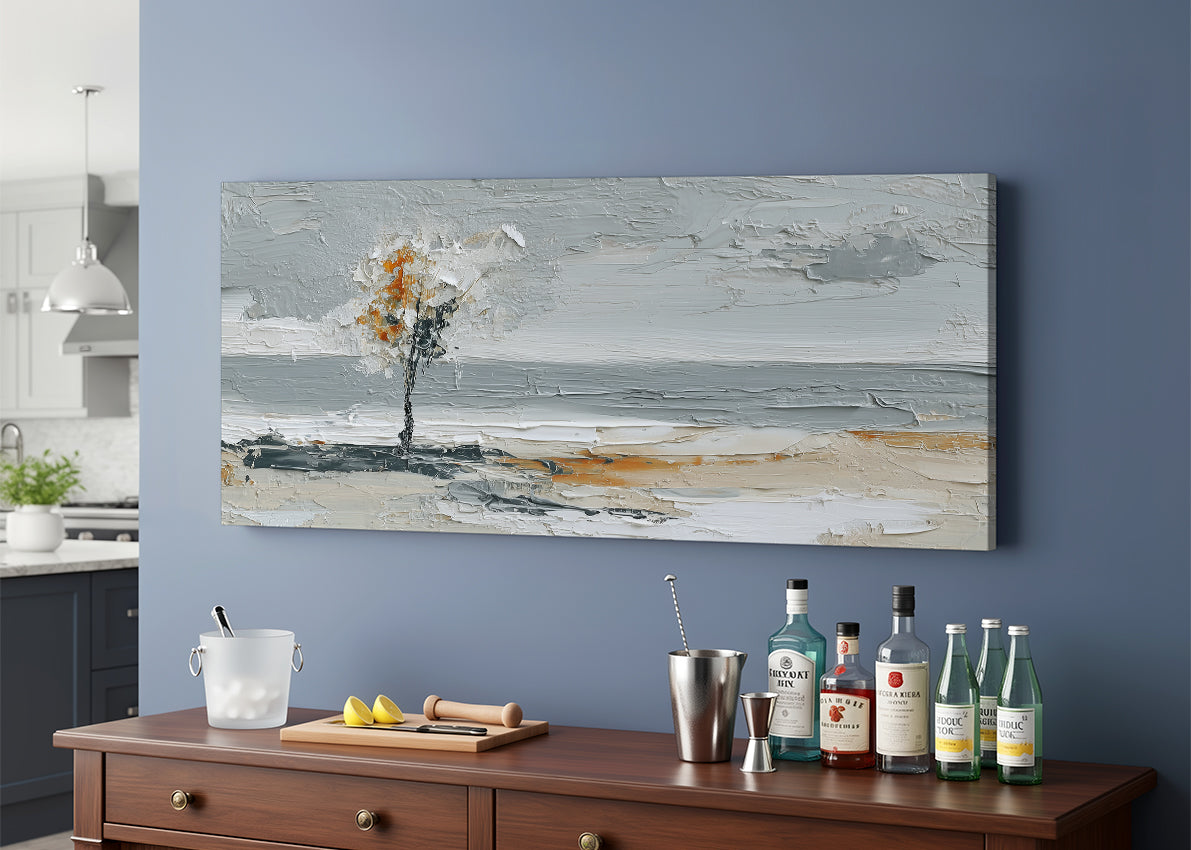 Minimalist Textured Tree Landscape Canvas Wall Art – Single & 3 Panel Canvas – AI PRINT LAB