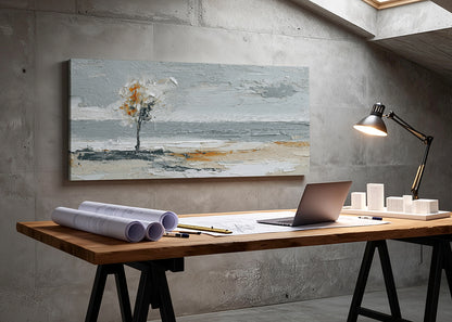 Minimalist Textured Tree Landscape Canvas Wall Art – Single & 3 Panel Canvas – AI PRINT LAB