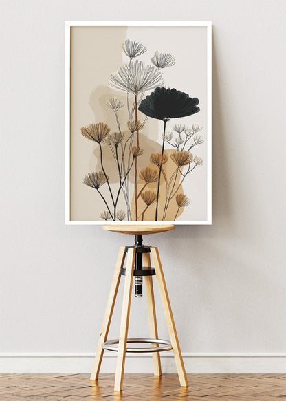 Minimalist Wildflower Botanical Line Art Canvas & Poster Print – AI PRINT LAB