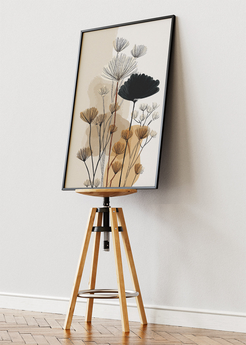 Minimalist Wildflower Botanical Line Art Canvas & Poster Print – AI PRINT LAB