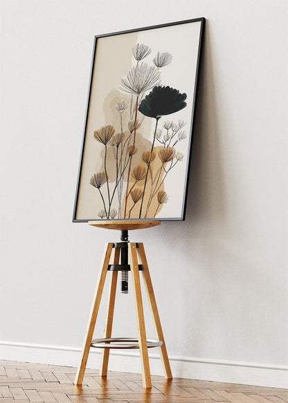 Minimalist Wildflower Botanical Line Art Canvas & Poster Print – AI PRINT LAB