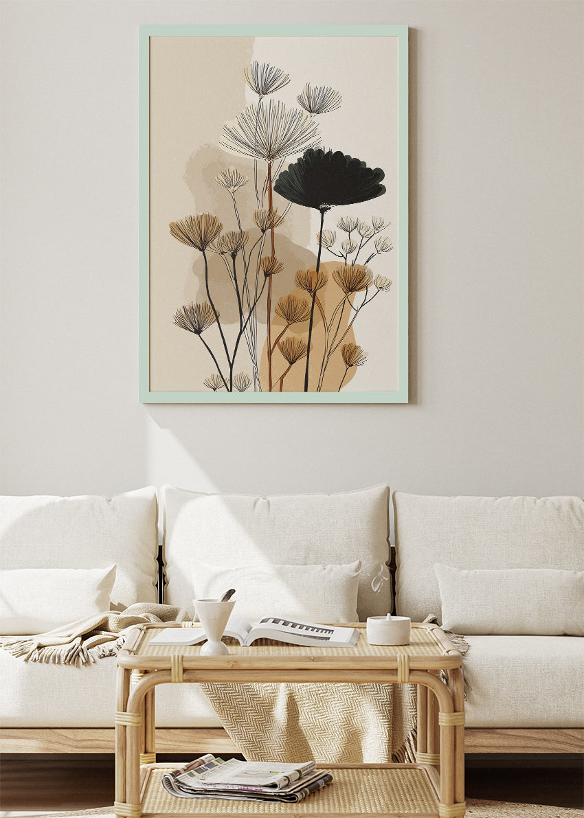 Minimalist Wildflower Botanical Line Art Canvas & Poster Print – AI PRINT LAB