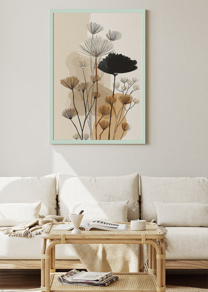 Minimalist Wildflower Botanical Line Art Canvas & Poster Print – AI PRINT LAB