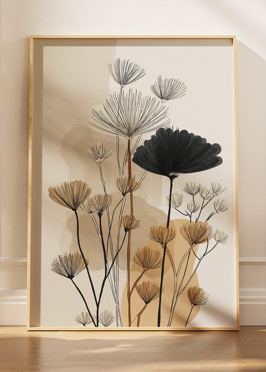 Minimalist Wildflower Botanical Line Art Canvas & Poster Print – AI PRINT LAB