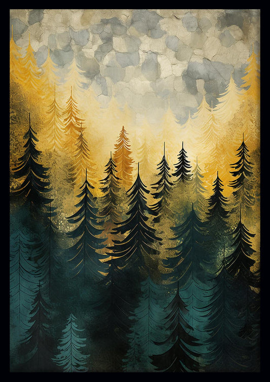 Misty Forest Gradient Canvas Art & Poster – T655 – AiPrintLab