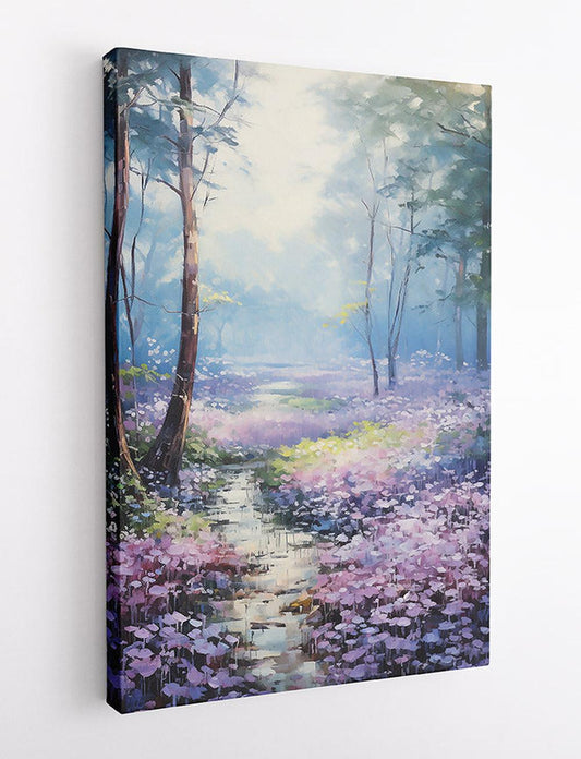 Misty Purple Flower Forest Path Canvas Art & Poster – T735 – AiPrintLab
