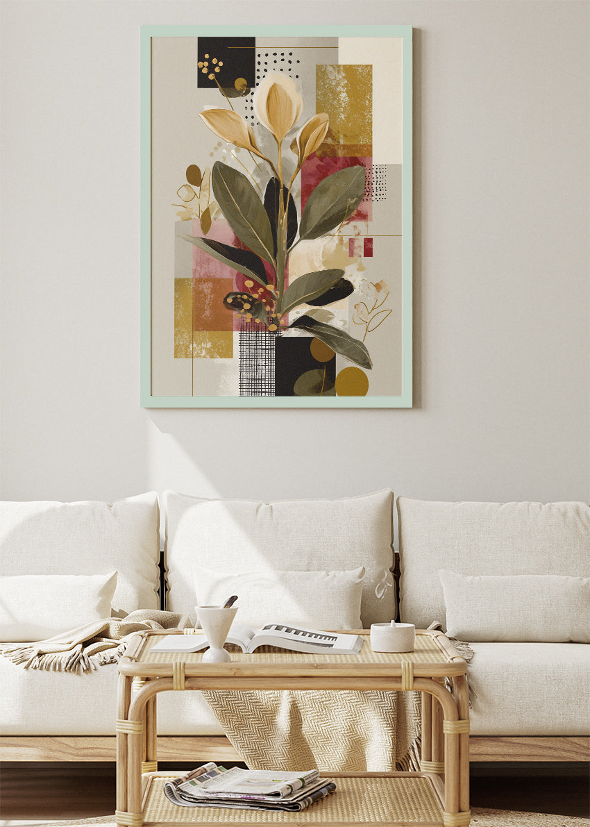 Modern Abstract Botanical Collage Canvas & Poster Print – AI PRINT LAB
