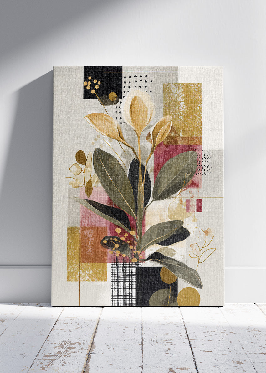 Modern Abstract Botanical Collage Canvas & Poster Print – AI PRINT LAB