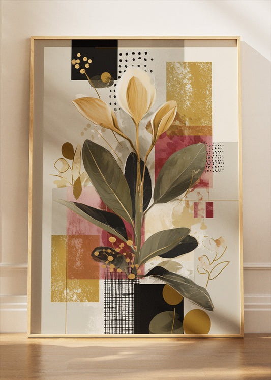 Modern Abstract Botanical Collage Canvas & Poster Print – AI PRINT LAB