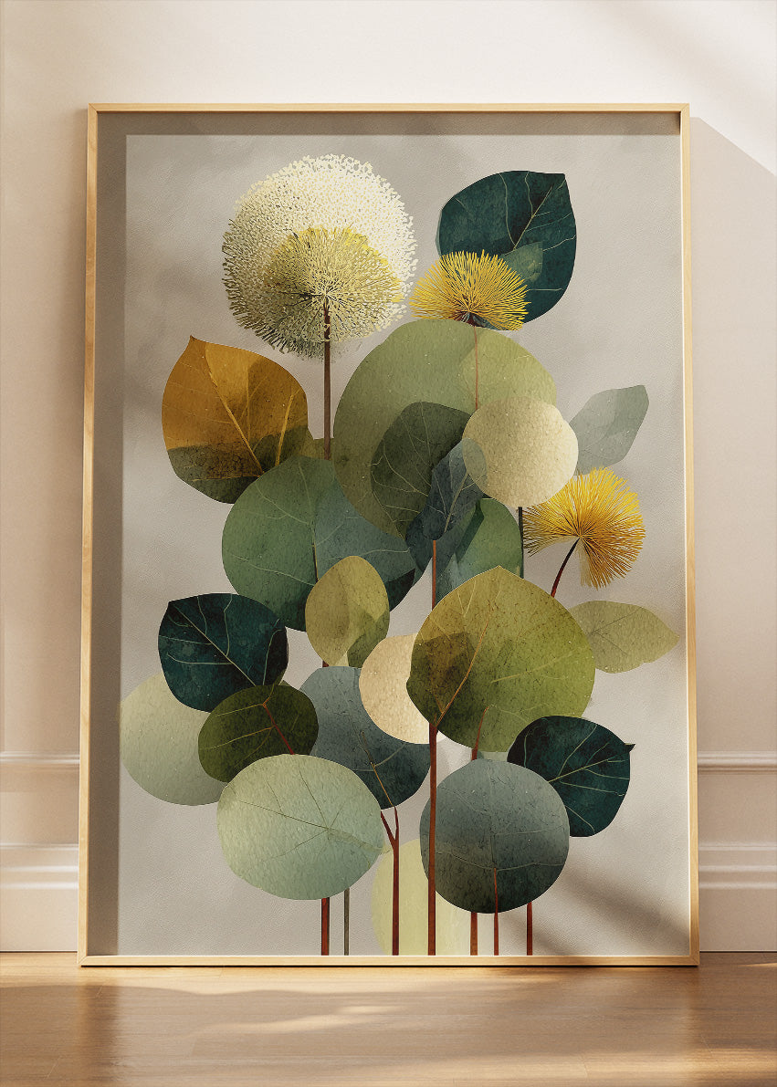 Modern Abstract Botanical Leaves Canvas & Poster Print – AI PRINT LAB