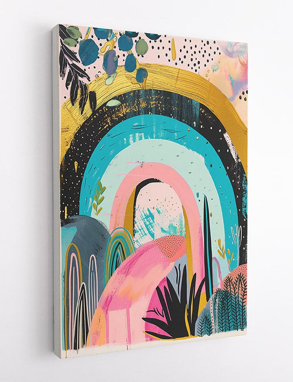 Modern Abstract Rainbow Garden Canvas Art & Poster – T705 – AiPrintLab