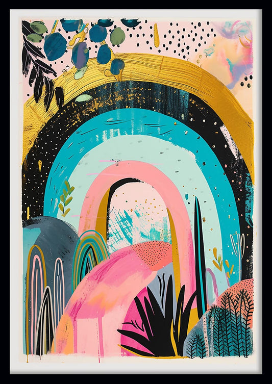 Modern Abstract Rainbow Garden Canvas Art & Poster – T705 – AiPrintLab