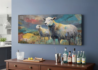 Modern Abstract Sheep Canvas Wall Art – Single & 3 Panel Split – AI PRINT LAB