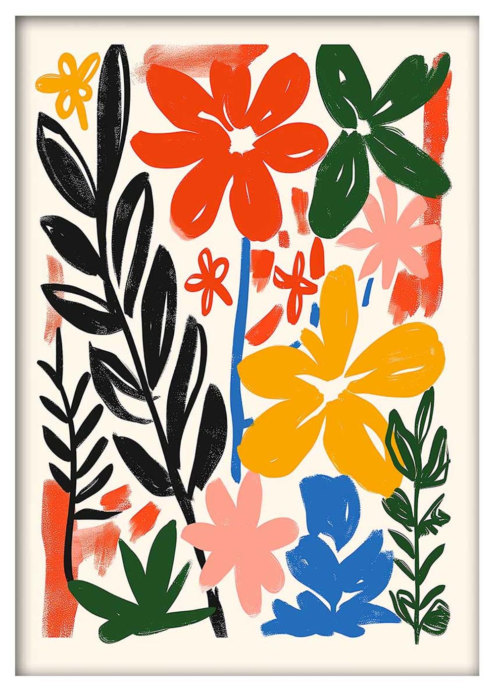 Modern Bold Abstract Floral Canvas Art & Poster – T700 – AiPrintLab