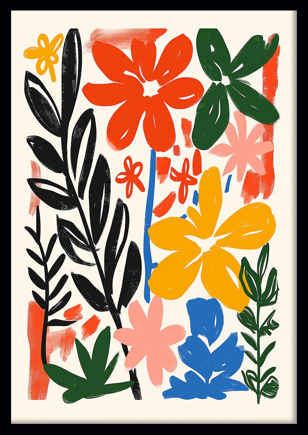 Modern Bold Abstract Floral Canvas Art & Poster – T700 – AiPrintLab