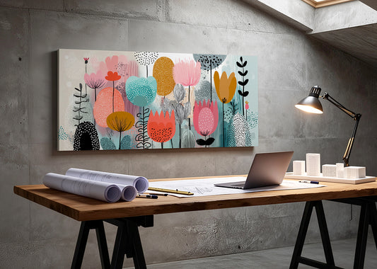 Modern Colourful Abstract Floral Canvas Wall Art – Single & 3 Panel Canvas