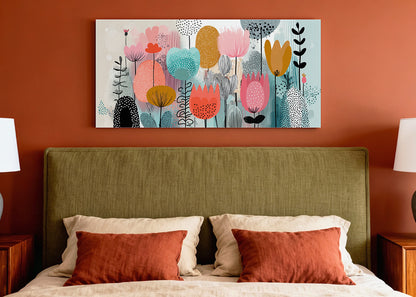 Modern Colourful Abstract Floral Canvas Wall Art – Single & 3 Panel Canvas