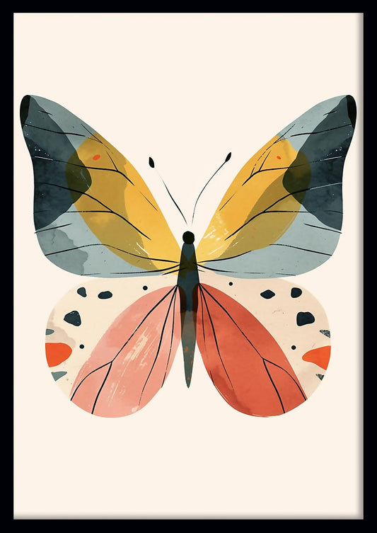 Modern Minimalist Butterfly – Soft Abstract Nature Wall Art – T849 – AiPrintLab