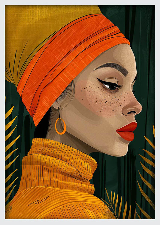 Modern Woman Portrait – Bold Afro Style Illustration Canvas & Poster Wall Art – T1270 – AiPrintLab