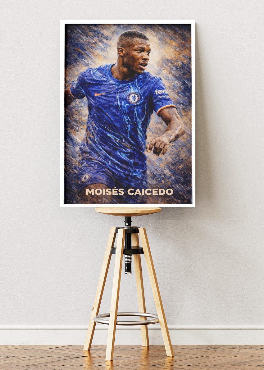 Moises Caicedo Chelsea Action Poster Canvas & Print – AI PRINT LAB