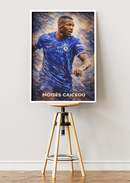 Moises Caicedo Chelsea Action Poster Canvas & Print – AI PRINT LAB