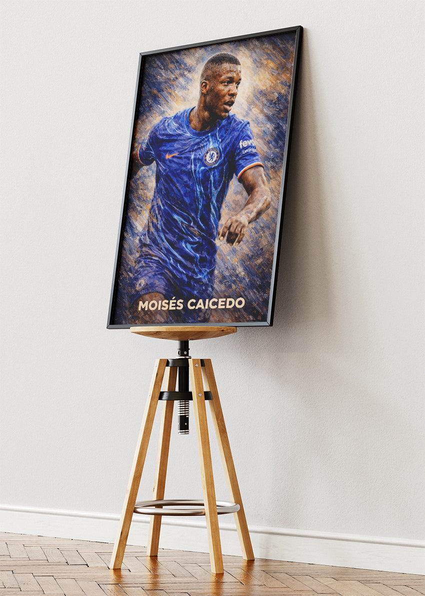 Moises Caicedo Chelsea Action Poster Canvas & Print – AI PRINT LAB