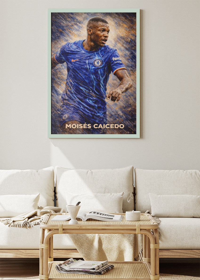Moises Caicedo Chelsea Action Poster Canvas & Print – AI PRINT LAB